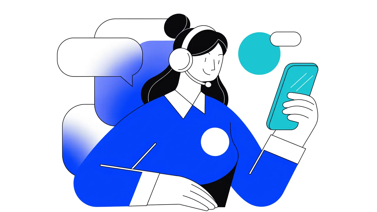 Illustration of a friendly customer support agent