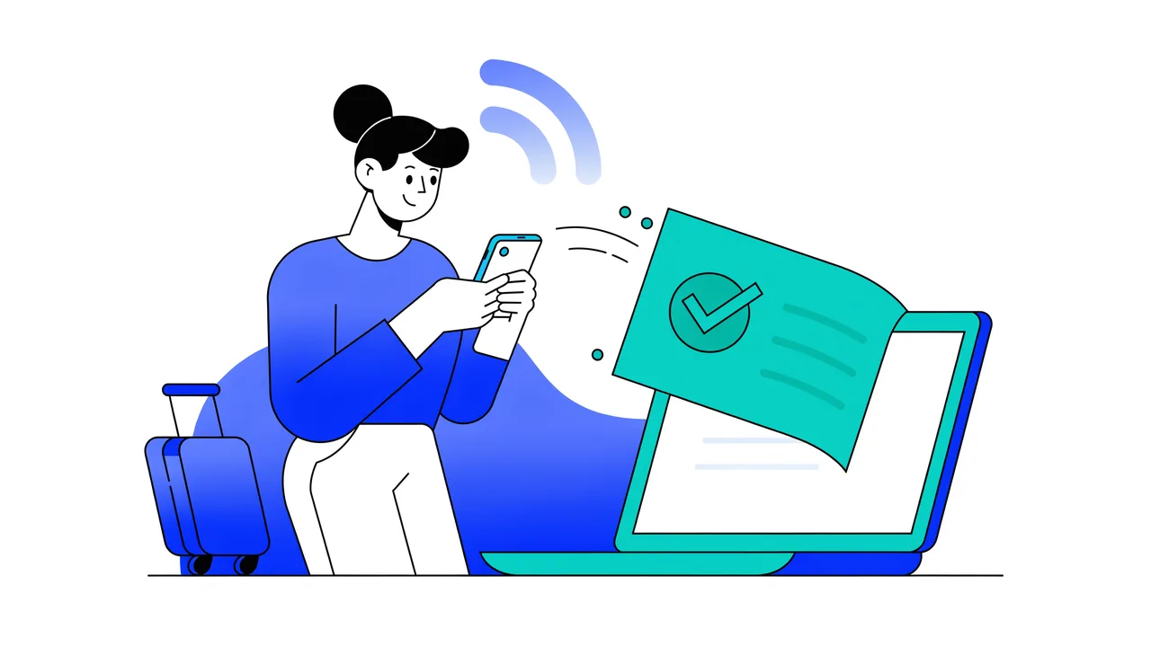 Illustration of sending and receiving faxes anywhere